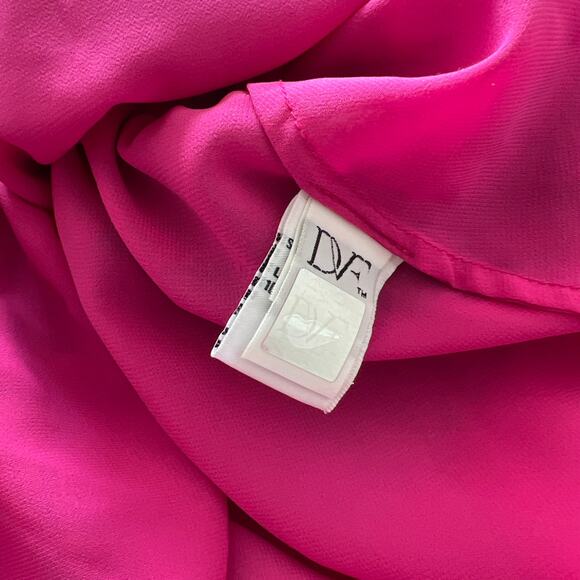 Diane Von Furstenberg Silk Peasant Parry Printed Blouson Dress Pink 8 - Picture 8 of 12